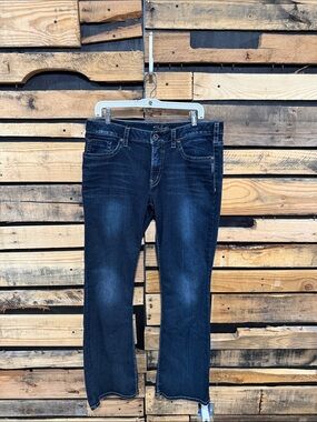 Silver Jeans Dark Wash Mid Rise Pioneer Flap Pocket Jeans Size 16/33